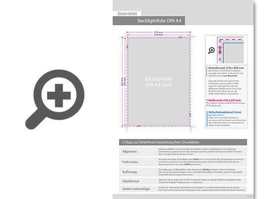 Product Bild hochwertige_backlightfolie_laminiert__4_0-farbig_bedruckt__din_a4